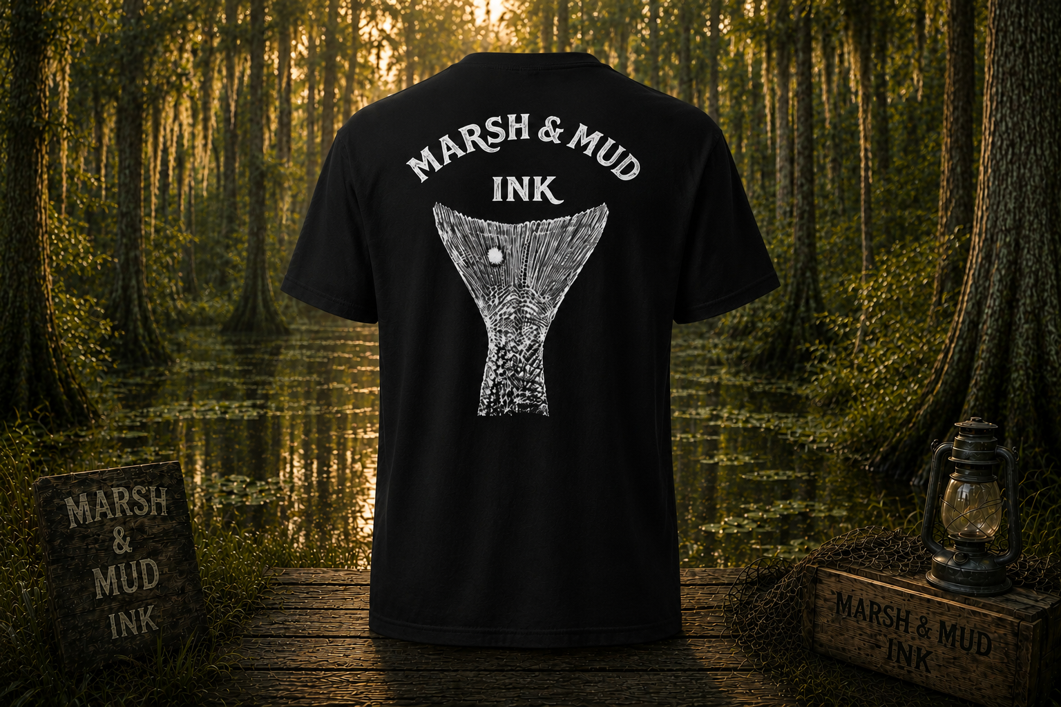 Unisex Redfish Tail Print Tee